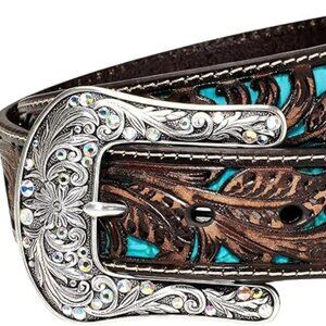 Ariat Women's Turquoise Inlay Floral Bling Belt